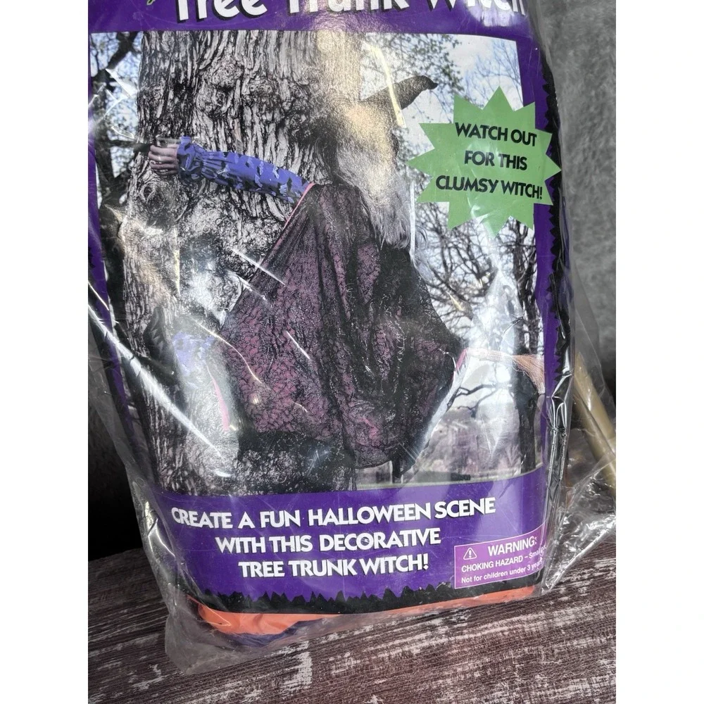 Vintage Halloween Flying Witch Tree Trunk Witch Large & Heavy /‎ NEW Old Stock